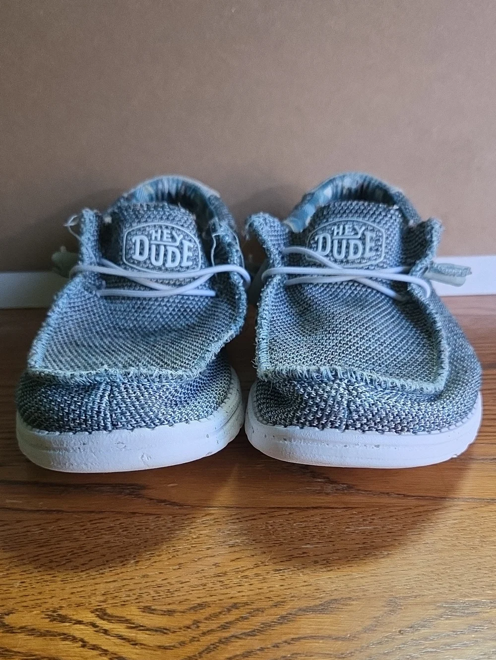 Hey Dude Blue-Gray Knit Slip-On Sneakers